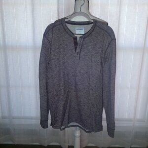 OLD NAVY Long Sleeve Button Henley Cranberry Fleck XL